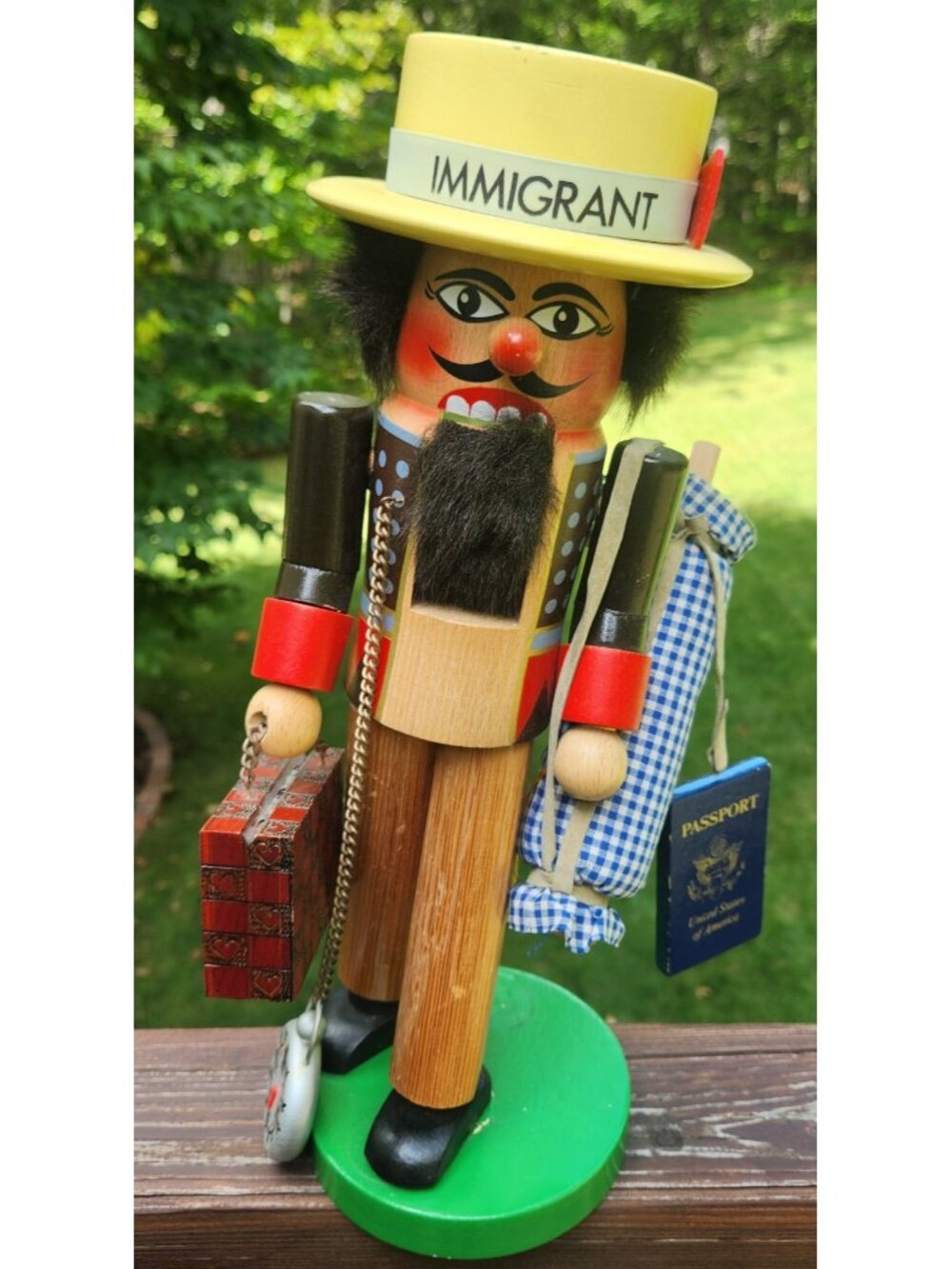 Steinbach West Germany Wood Nutcracker 15" IMMIGRANT Musical God Bless America